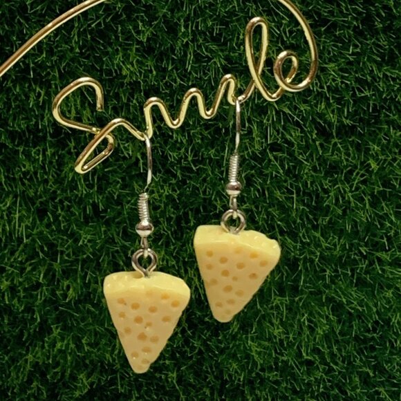 Cheese Earring, Funny Food Earring, Silly Earring, Gift Idea, Novelty Earring - Picture 4 of 5